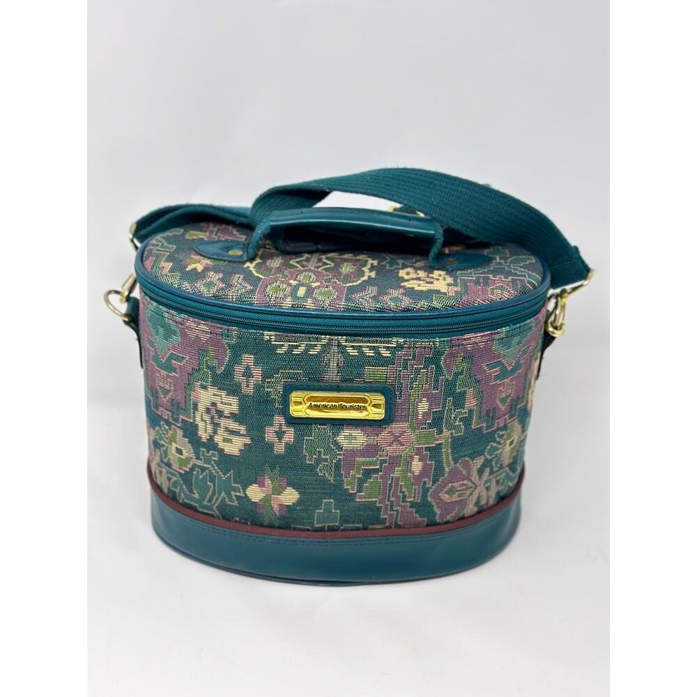 American Tourister Tapestry Train Case Carry On Vintage Luggage Bag Makeup Read